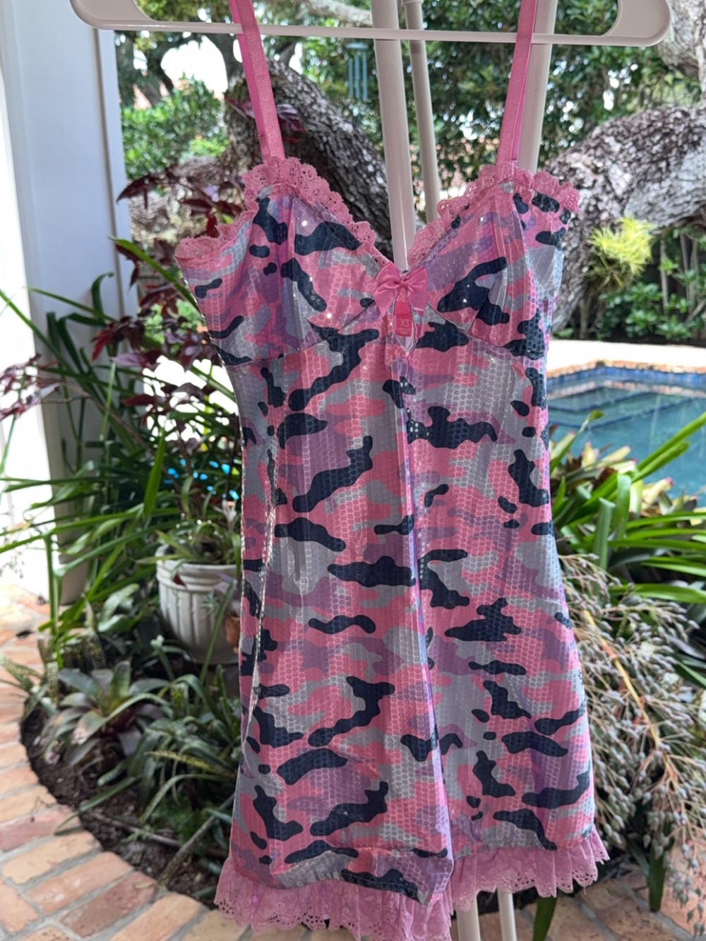 Sugarthrillz Pink Camouflage Lace-Trim Chemise